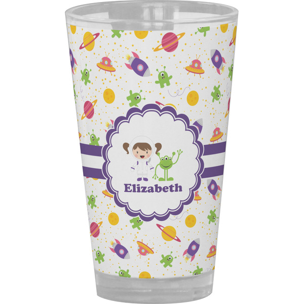 Custom Girls Space Themed Pint Glass - Full Color (Personalized)