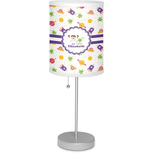 Custom Girls Space Themed Lamp with Drum Shade (Personalized)