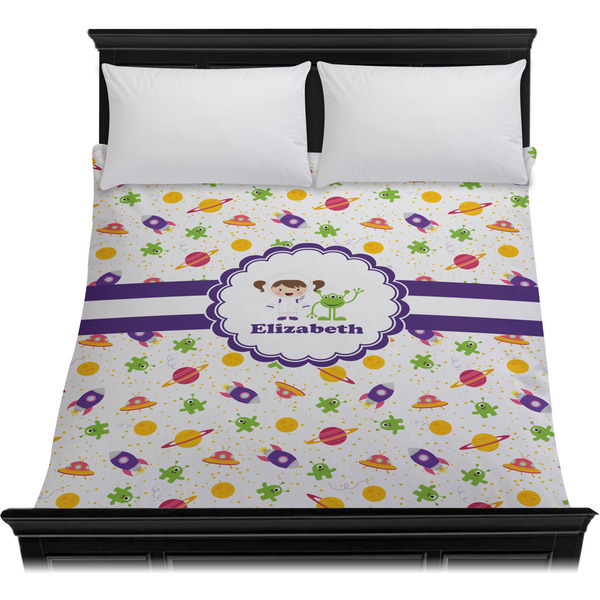 Girls Space Themed Duvet Cover - Queen - On Bed - No Prop