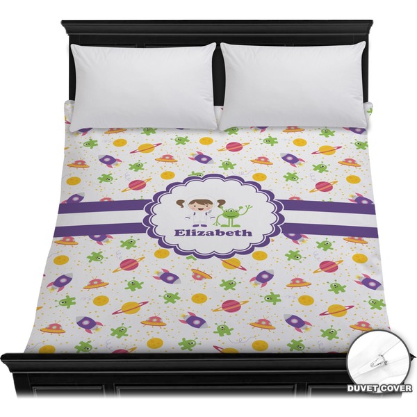 Custom Girls Space Themed Duvet Cover - Full / Queen (Personalized)
