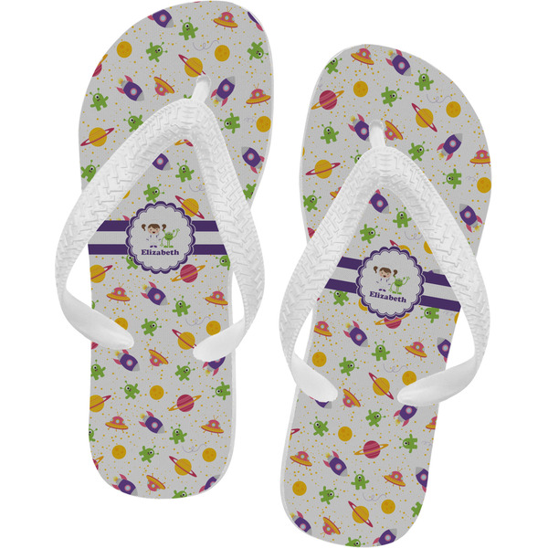 Custom Girls Space Themed Flip Flops - Medium (Personalized)