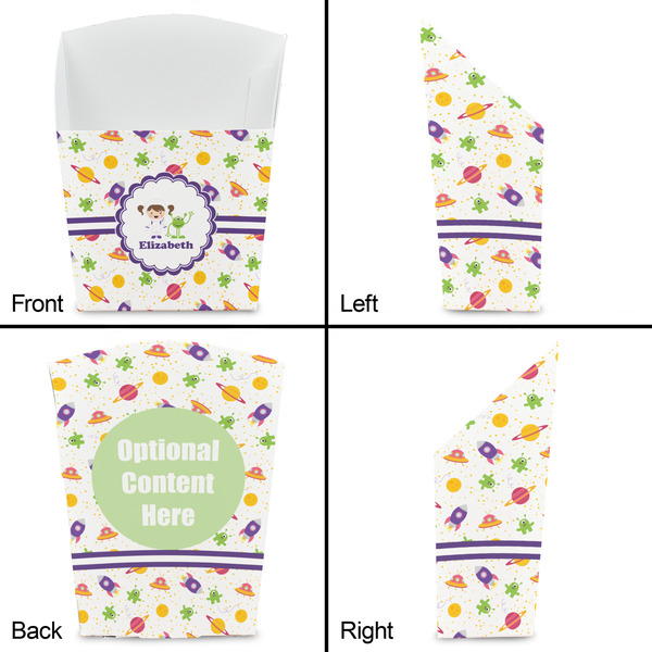 Girls Space Themed French Fry Favor Box - Front & Back View
