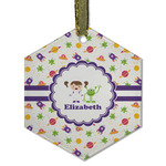 Girls Space Themed Flat Glass Ornament - Hexagon w/ Name or Text