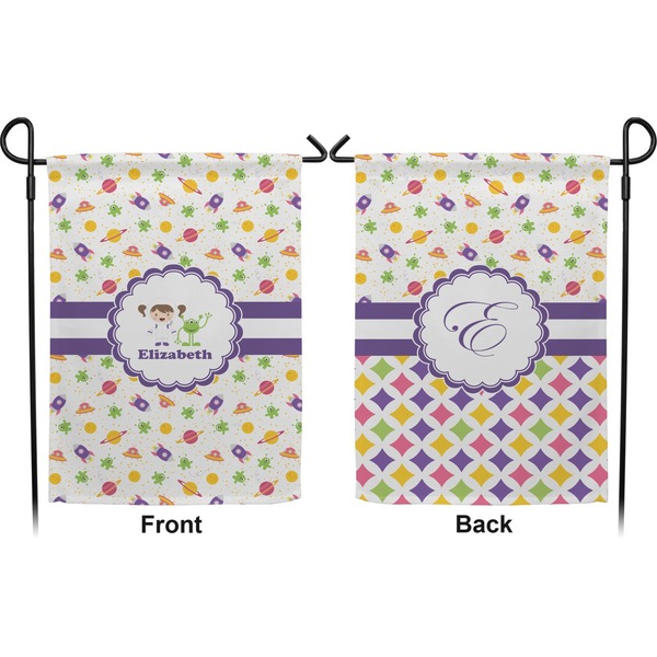 Girls Space Themed Garden Flag - Double Sided Front and Back