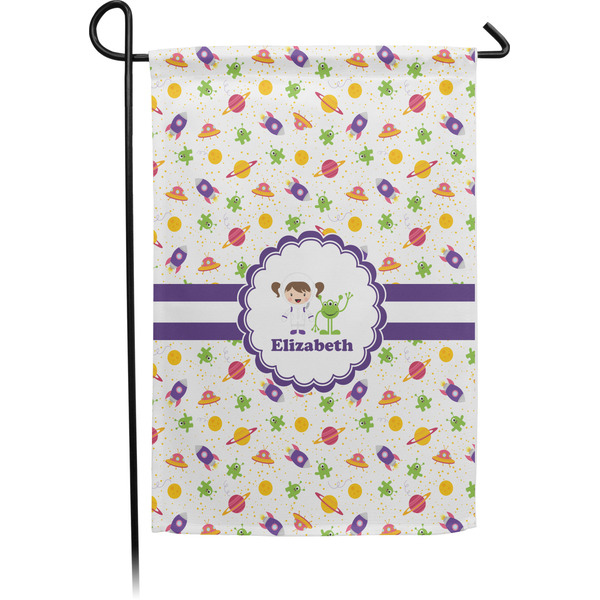 Custom Girls Space Themed Small Garden Flag - Single Sided w/ Name or Text