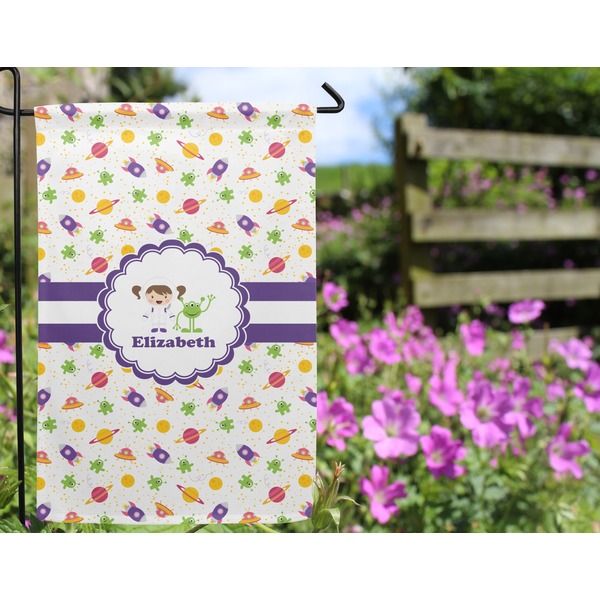 Girls Space Themed Garden Flag - Outside In Flowers