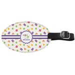 Girls Space Themed Genuine Leather Oval Luggage Tag (Personalized)