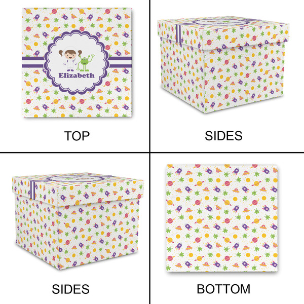 Girls Space Themed Gift Boxes with Lid - Canvas Wrapped - Large - Approval