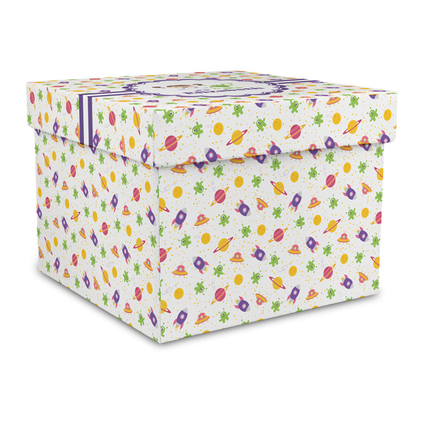 Custom Girls Space Themed Gift Box with Lid - Canvas Wrapped - Large (Personalized)