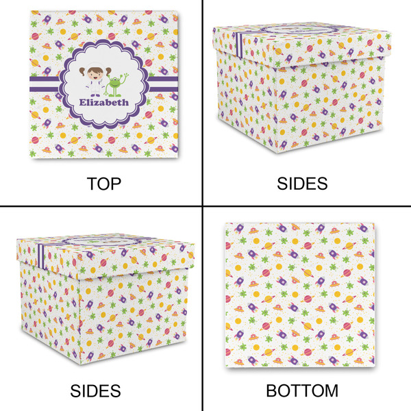 Girls Space Themed Gift Boxes with Lid - Canvas Wrapped - Medium - Approval