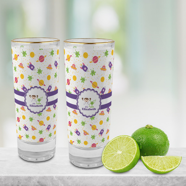 Girls Space Themed Glass Shot Glass - 2 oz - LIFESTYLE