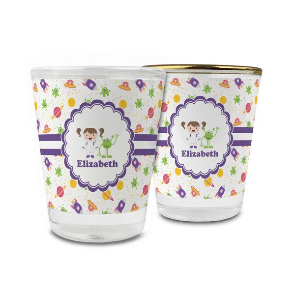 Custom Girls Space Themed Glass Shot Glass - 1.5 oz (Personalized)