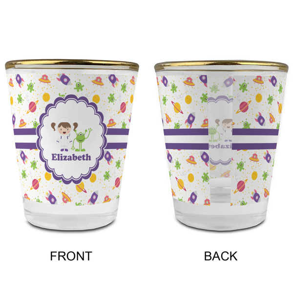 Girls Space Themed Glass Shot Glass - with gold rim - APPROVAL