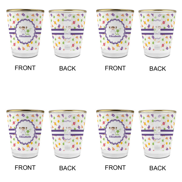 Girls Space Themed Glass Shot Glass - with gold rim - Set of 4 - APPROVAL
