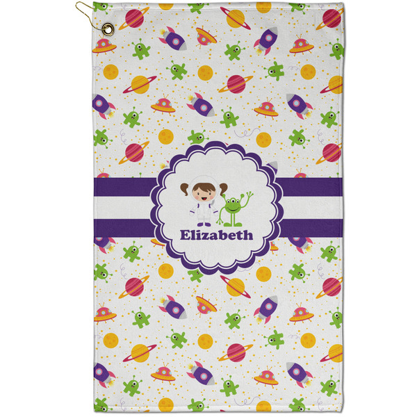 Custom Girls Space Themed Golf Towel - Poly-Cotton Blend - Small w/ Name or Text