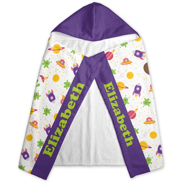 Girls Space Themed Hooded Towel - Folded