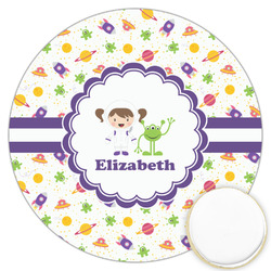 Girls Space Themed Printed Cookie Topper - 3.25" (Personalized)