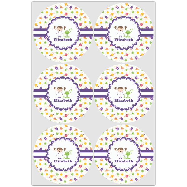 Girls Space Themed Icing Circle - Large - Set of 6