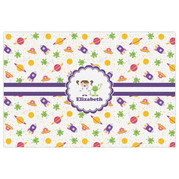 Girls Space Themed Indoor / Outdoor Rug - 2'x3' - Front Flat