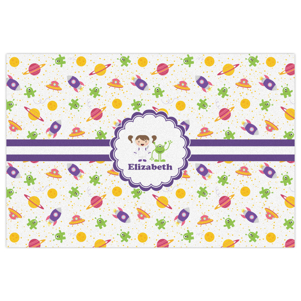 Girls Space Themed Indoor / Outdoor Rug - 4'x6' - Front Flat