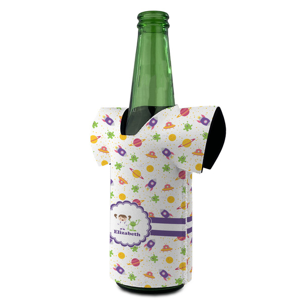 Girls Space Themed Jersey Bottle Cooler - ANGLE (on bottle)