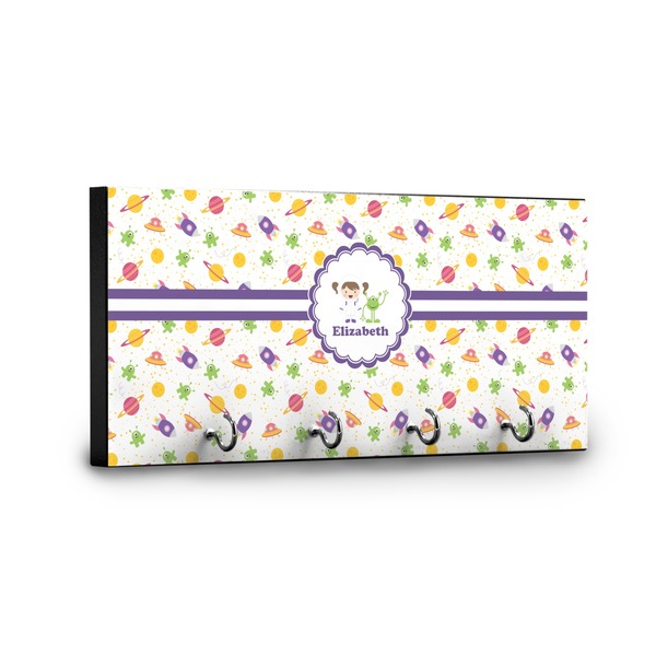 Girls Space Themed Key Hanger - Front View with Hooks