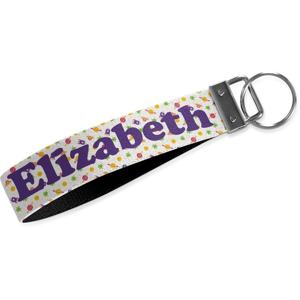 Custom Girls Space Themed Webbing Keychain Fob - Small (Personalized)
