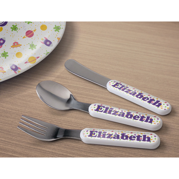 Girls Space Themed Kids Flatware w/ Plate