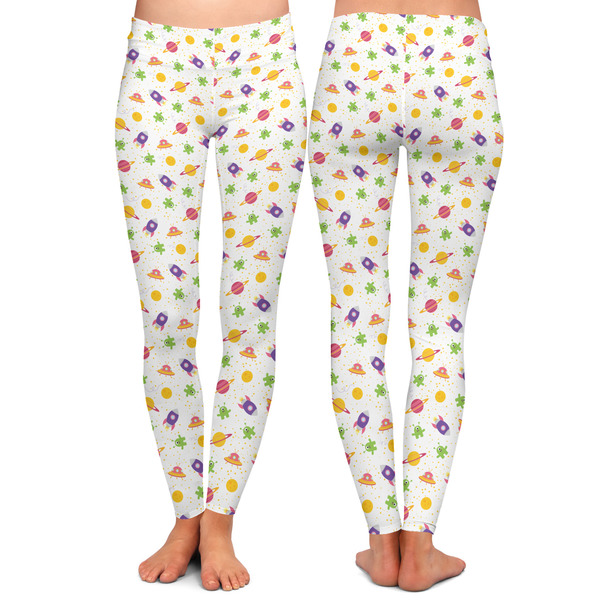 Girls Space Themed Ladies Leggings - Front and Back