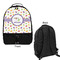 Girls Space Themed Large Backpack - Black - Front & Back View