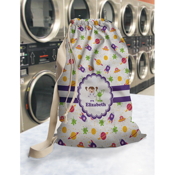Girls Space Themed Laundry Bag in Laundromat