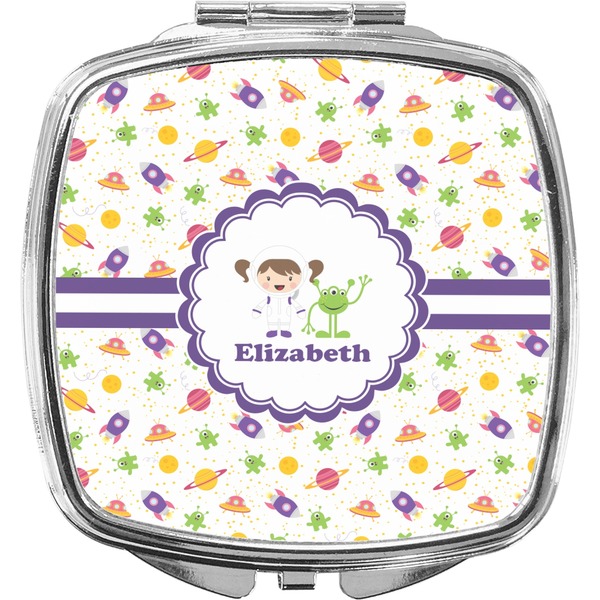 Custom Girls Space Themed Compact Makeup Mirror (Personalized)