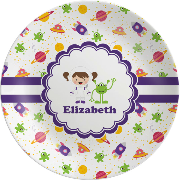Custom Girls Space Themed Melamine Salad Plate - 8" (Personalized)