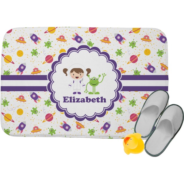 Custom Girls Space Themed Memory Foam Bath Mat - 34"x21" (Personalized)