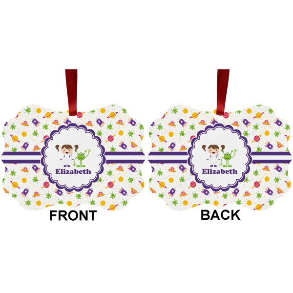 Girls Space Themed Metal Benilux Ornament - Front and Back (APPROVAL)