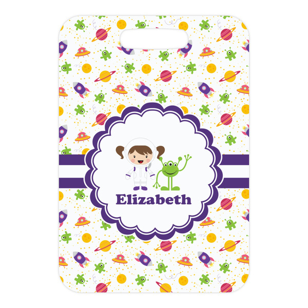 Girls Space Themed Metal Luggage Tag - Front Without Strap
