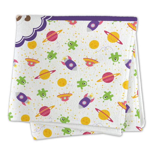 Girls Space Themed Microfiber Dish Rag - FOLDED (square)