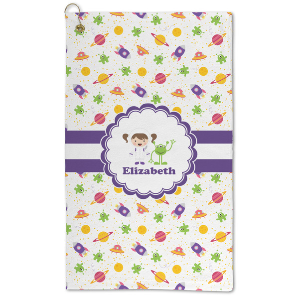Custom Girls Space Themed Microfiber Golf Towel - Large (Personalized)