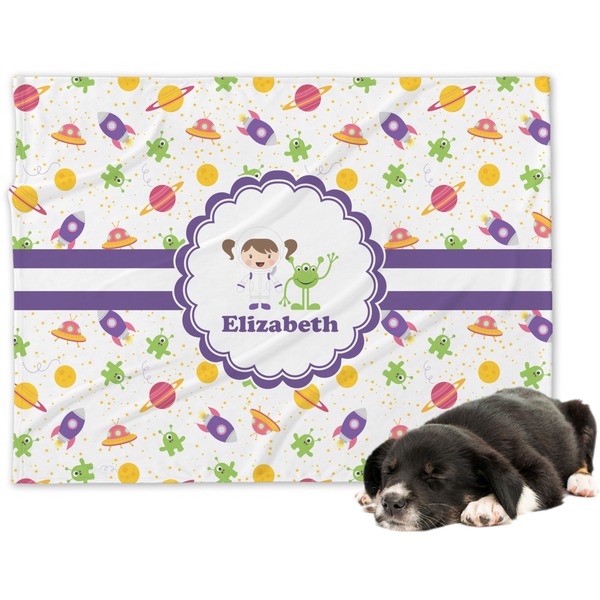 Custom Girls Space Themed Dog Blanket (Personalized)
