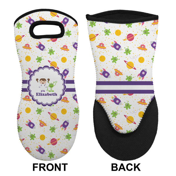 Girls Space Themed Neoprene Oven Mitt (Front & Back)