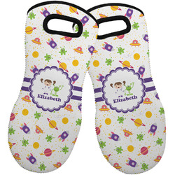 Girls Space Themed Neoprene Oven Mitts - Set of 2 w/ Name or Text