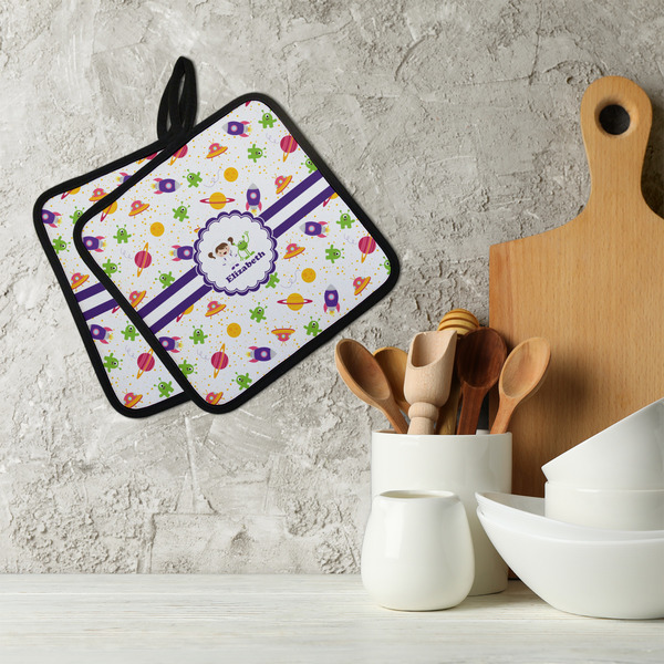 Girls Space Themed Neoprene Pot Holder - Set of 2  LIFESTYLE