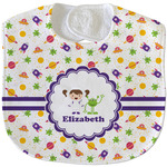 Girls Space Themed Velour Baby Bib w/ Name or Text