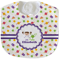 Girls Space Themed Velour Baby Bib w/ Name or Text