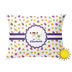 Girls Space Themed Outdoor Throw Pillow (Rectangular) (Personalized)