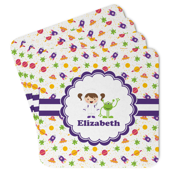 Custom Girls Space Themed Paper Coasters (Personalized)