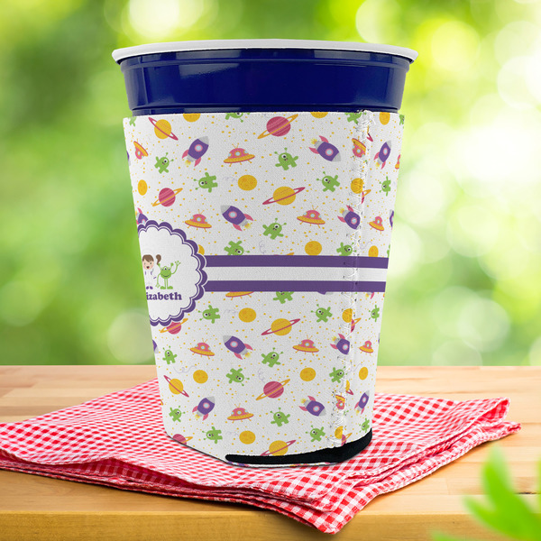 Girls Space Themed Party Cup Sleeves - with bottom - Lifestyle