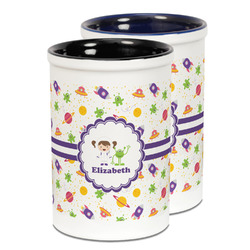 Girls Space Themed Ceramic Pencil Holder - Large