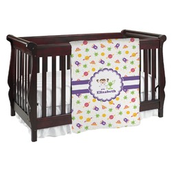 Girls Space Themed Baby Blanket (Single Sided) (Personalized)