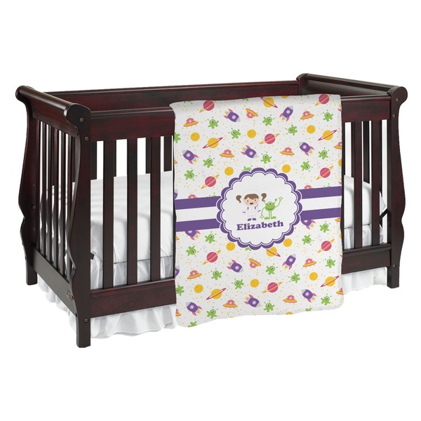 Custom Girls Space Themed Baby Blanket (Personalized)